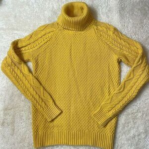 Lauren Ralph Lauren Womens Mustard Yellow Cable Knit Turtleneck Sz M
